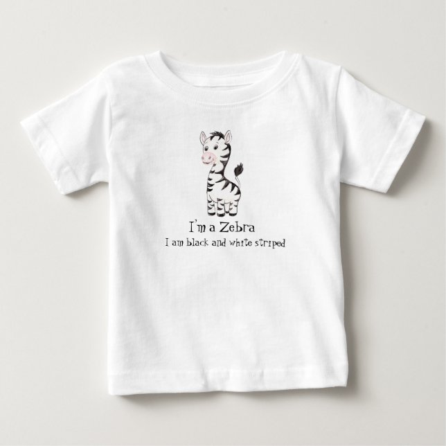 Camiseta De Bebé Cebra caprichosa - Impresión acuarela (Anverso)