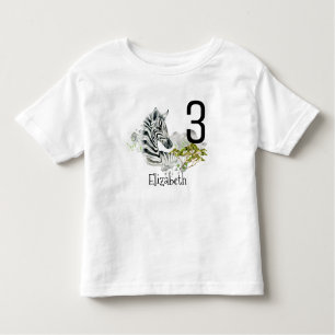 Camiseta De Bebé Cebra Cuta En Acuarelas Edad De Cumpleaños