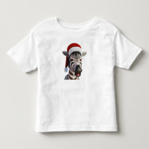 Camiseta De Bebé Cebra de Navidad Animal Divertido con Sombrero de