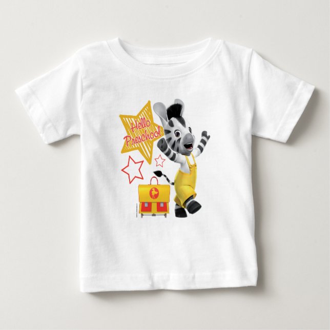 Camiseta De Bebé Cebra emocionada preescolar de ZOU hola pequeña (Anverso)