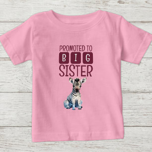 Camiseta De Bebé Cebra linda hermana mayor rosa