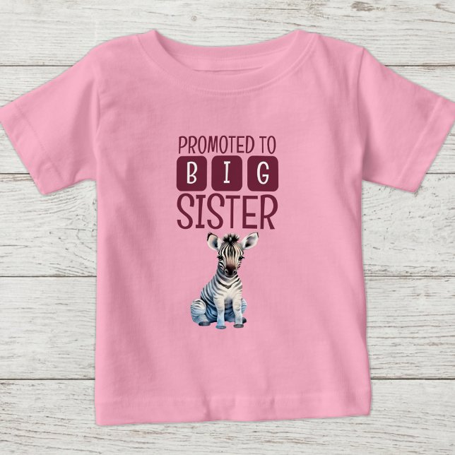 Camiseta De Bebé Cebra linda hermana mayor rosa (Subido por el creador)