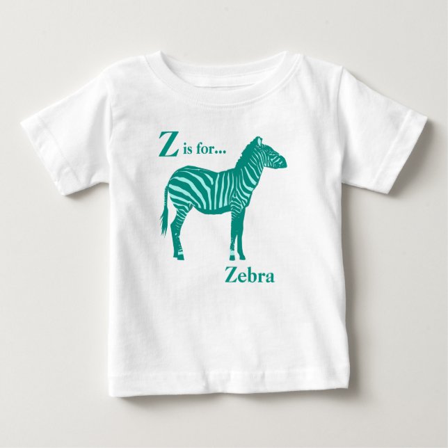 Camiseta De Bebé Cebra - Turquesa y Aqua (Anverso)