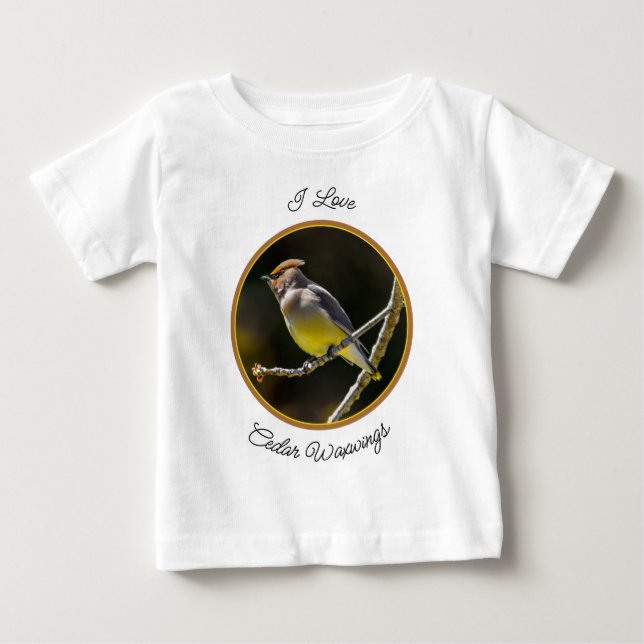 Camiseta De Bebé Cedar Waxwing Songbird Foto original de ave silves (Anverso)