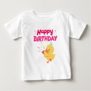 Camiseta De Bebé Celebración de cumpleaños, chica Kawaii chicke