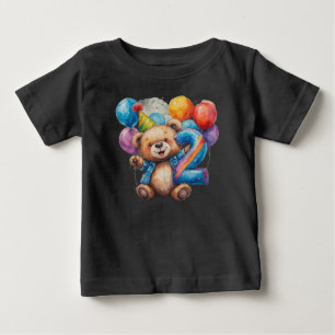 Camiseta De Bebé Celebración de cumpleaños de adorable oso de peluc