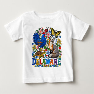 Camiseta De Bebé Celebración de la fauna y flora del arte popular d