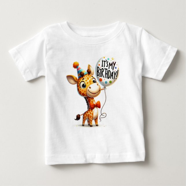 Camiseta De Bebé Celebración del Cumpleaños de la Jirafa (Anverso)