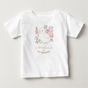 Camiseta De Bebé Celebración del tema de cumpleaños de pollito acua