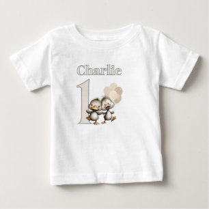 Camiseta De Bebé Celebraciones del primer cumpleaños de patitos bai