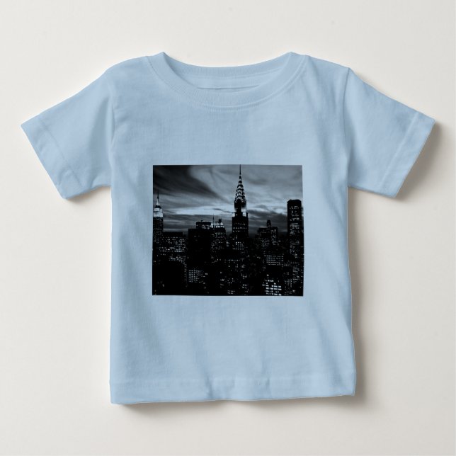Camiseta De Bebé Centro de Nueva York en blanco y negro (Anverso)