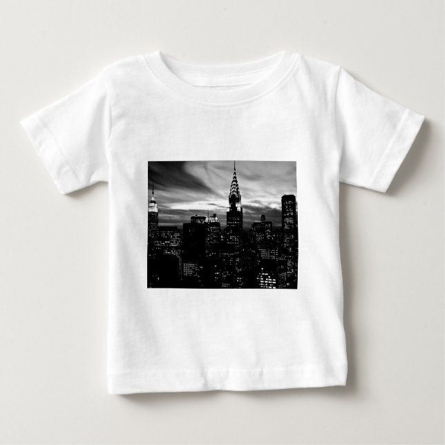 Camiseta De Bebé Centro de Nueva York en blanco y negro (Anverso)