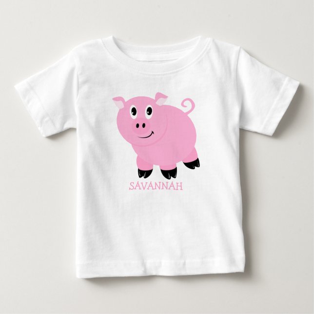 Camiseta De Bebé Cerditas Rosadas Pequeñas y Bonitas Personalizadas (Anverso)