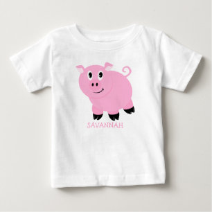 Camiseta De Bebé Cerditas Rosadas Pequeñas y Lindas Personalizadas