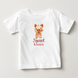 Camiseta De Bebé Cerdito adorable. Enviando besos Besos dulces