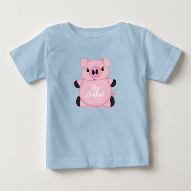 Camiseta De Bebé Cerdo Baby Shower Farm Blue Boy (Anverso)