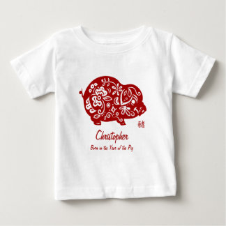 Camiseta De Bebé Cerdo chino rojo ordenado