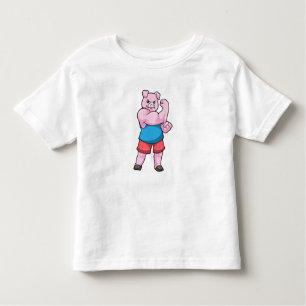 Camiseta De Bebé Cerdo como culturista con gran brazo superior