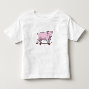 Camiseta De Bebé Cerdo como patinador con patineta