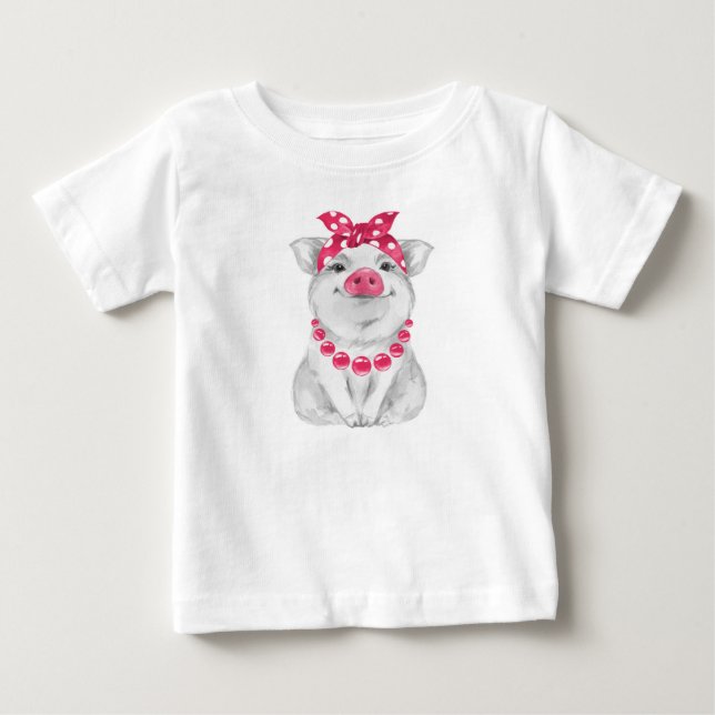 Camiseta De Bebé Cerdo con bandana (Anverso)
