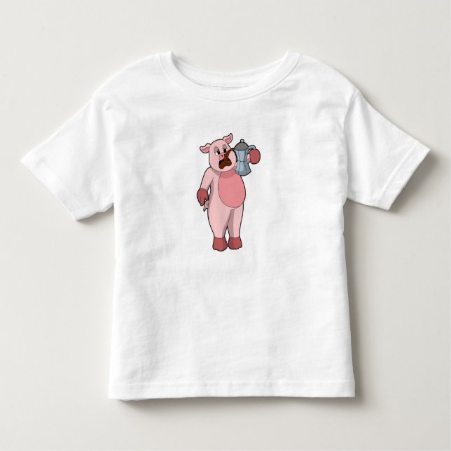 Camiseta De Bebé Cerdo con café (Anverso)