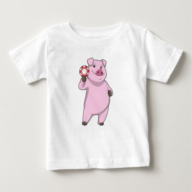 Camiseta De Bebé Cerdo con fichas de póquer (Anverso)