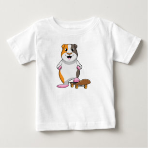 Camiseta De Bebé Cerdo de Guinea como patinador con patineta