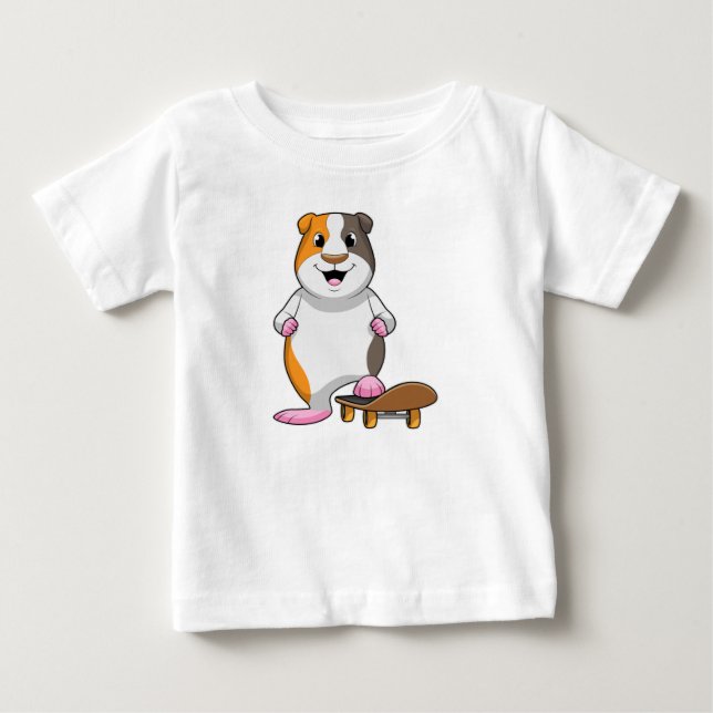 Camiseta De Bebé Cerdo de Guinea como patinador con patineta (Anverso)