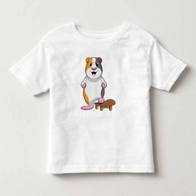 Camiseta De Bebé Cerdo de Guinea como patinador con patineta (Anverso)