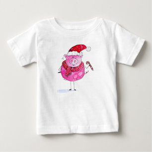 Camiseta De Bebé Cerdo de Navidades caprichosos