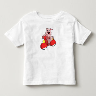 Camiseta De Bebé Cerdo en bicicleta con Scooter
