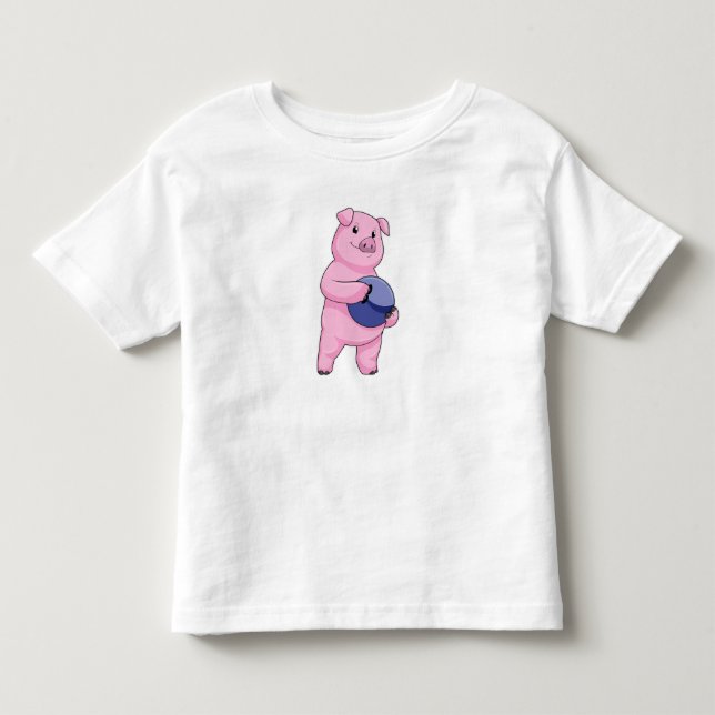 Camiseta De Bebé Cerdo en Bowling con bolera (Anverso)