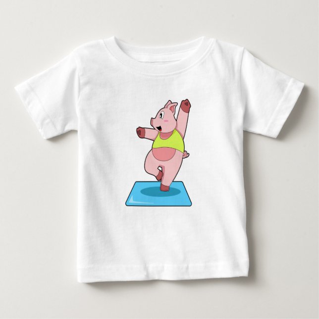 Camiseta De Bebé Cerdo en el gimnasio del yoga (Anverso)