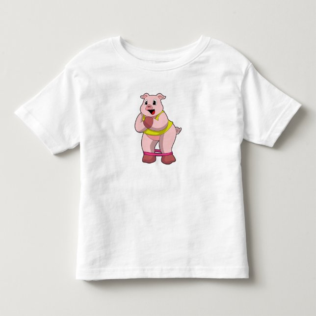 Camiseta De Bebé Cerdo en Fitness con banda de goma (Anverso)