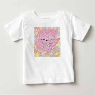 Camiseta De Bebé cerdo,flor de la vida, rosa, mandala,zen,chakra,