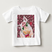 Cerdo gracioso bebé con camiseta con Rosa