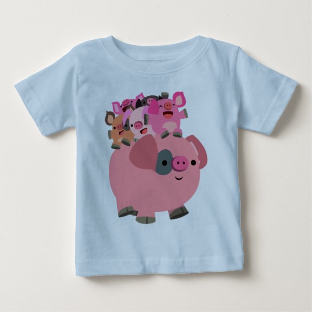 Camiseta De Bebé Cerdo Personalizado con lechones (Anverso)