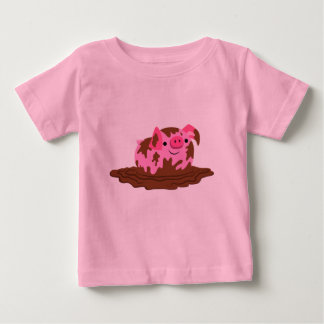 Camiseta De Bebé Cerdo Personalizado lindo en el barro