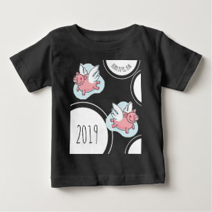 Camiseta De Bebé Cerdos voladores Recién nacido nacido personalizad