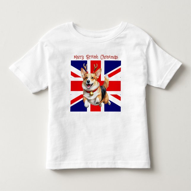 Camiseta De Bebé Cerebros Navidades británicos Corgi Reindes Antler (Anverso)