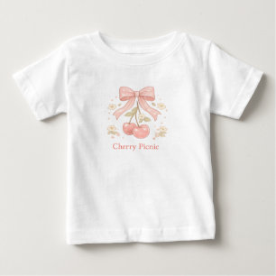 Camiseta De Bebé Cereza Dulce con Ilustración de Lazo Rosa para Niñ