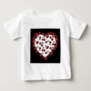 Camiseta De Bebé Cerezas de Rockabilly RAB Estampado de Corazón de