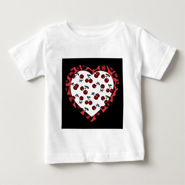 Camiseta De Bebé Cerezas de Rockabilly RAB Estampado de Corazón de  (Anverso)