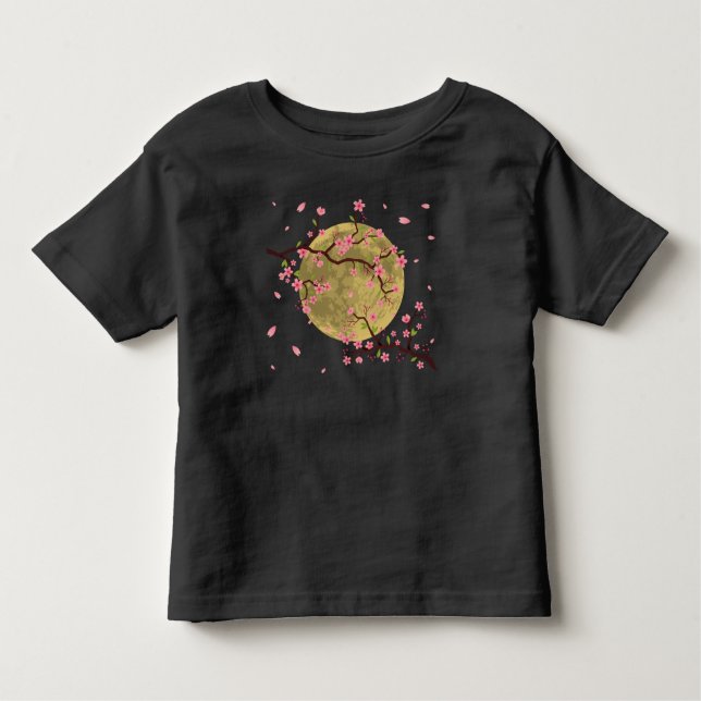 Camiseta De Bebé Cerezo en flor de luna árbol sakura japonés (Anverso)