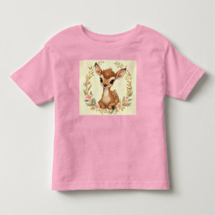 Camiseta De Bebé Cervatillo dulce del bosque en corona de flores