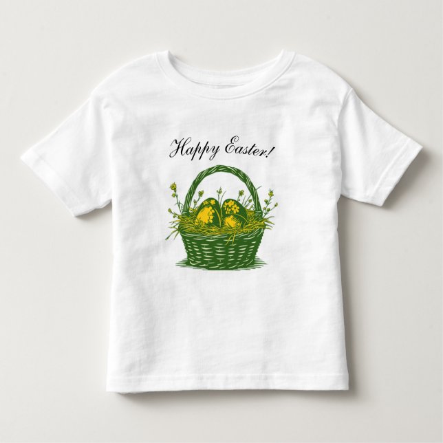 Camiseta De Bebé Cesta con huevos de Pascua | Feliz Pascua (Anverso)