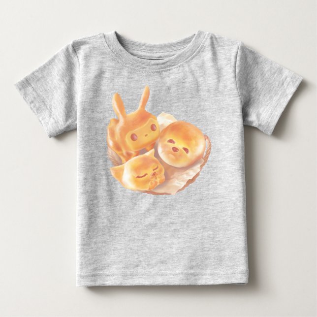 Camiseta De Bebé Cesta de Pan de Animales: Bichón sonriente, conejo (Anverso)