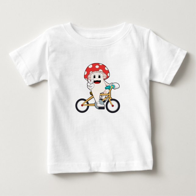 Camiseta De Bebé champiñón con bicicleta.PNG (Anverso)