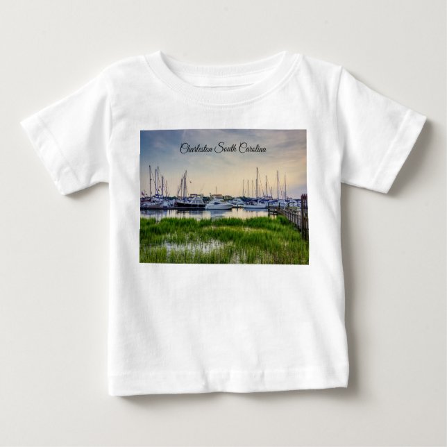 Camiseta De Bebé Charleston Harbour Boats Sunset Baby T-Shirt (Anverso)