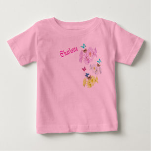 Camiseta De Bebé Charlette Nombre Con Gatitos Y Flores,
